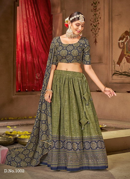 Mehendi Colour Shubharambh Vol 2 Cotton Printed Designer Lehenga Choli Catalog 1002