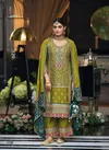 Mehendi Colour Simran By Eba Chinon Embroidery Readymade Suits Wholesale Market In Surat 1720