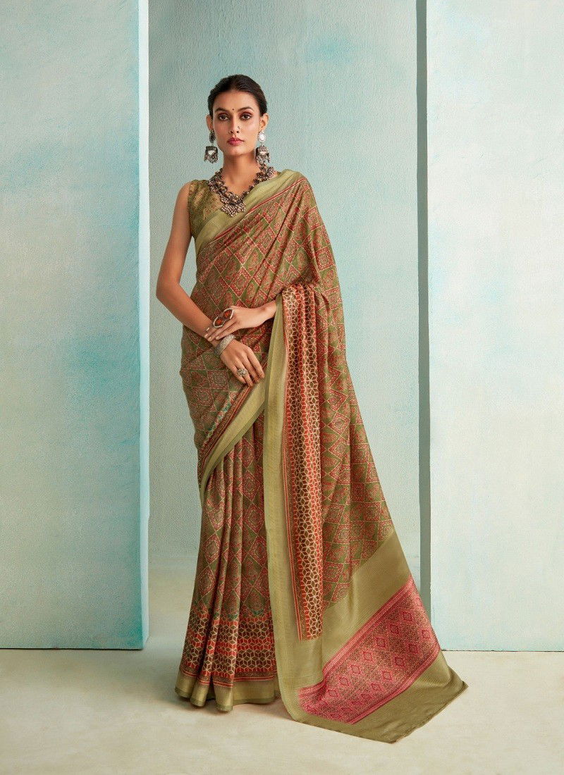 Mehendi Colour Suchitra Silk By Rajpath Handloom Weaving Saree Wholesale Online 360004