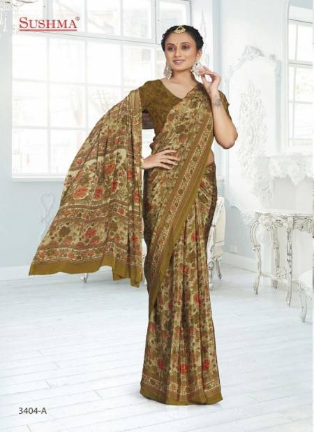 Mehendi Colour Sushma Set 34 Dailywear Saree Catalog 3404 A