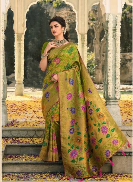 Mehendi Colour Swarovski Silk By Pankh Designer Silk Saree Catalog 2202