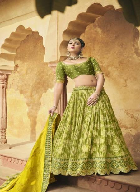 Mehendi Colour Tathstu Hit Collection Wedding Wear Silk Lehenga Wholesale Market In Surat 5005