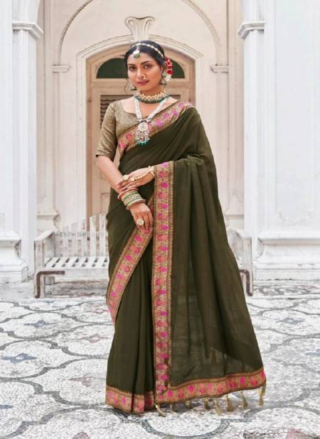 Mehendi Colour Triya By Right Women Wedding Sarees Catalog 1005