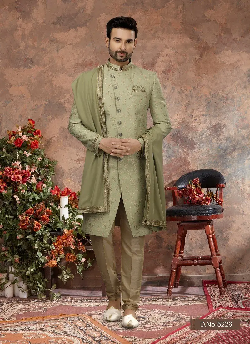 Mehendi Colour Vol 11 Wedding Wear Mens Indo Western Suppliers In India 5226