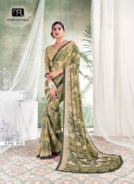 Mehendi Colours By Mahamani Creation Daily Wear Printed Heavy waitless Saree Orders in India 1012