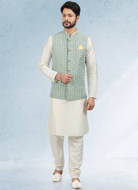 Mehendi Green Colour Wedding Wear Wholesale Modi Jacket Kurta Pajama 1860