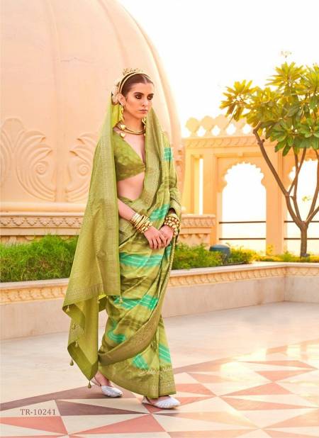 Mehendi Multi Colour Pratha By Trirath P.V Silk Foil Printed Casual Wear Saree Suppliers In India TR-10241