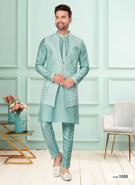 Mint Blue Colour GS Fashion Wedding Wear Mens Designer Modi Jacket Kurta Pajama Wholesale Online 1050