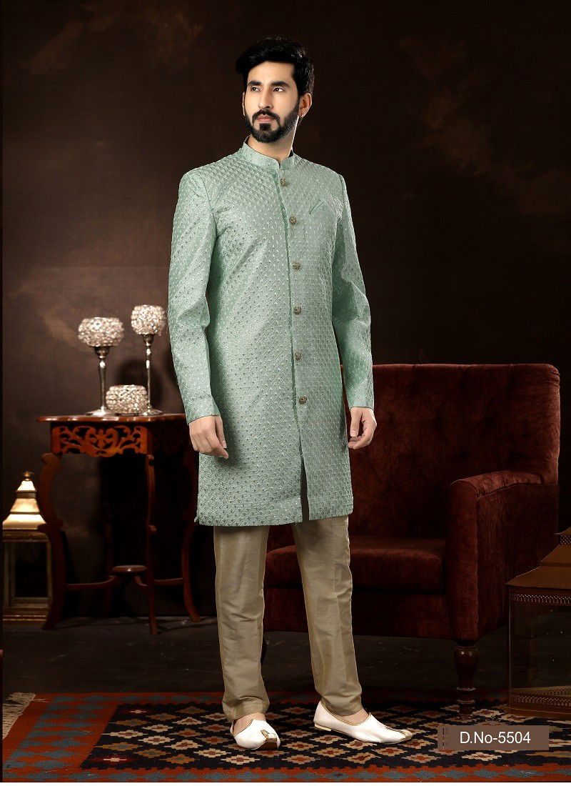 Mint Colour Vol 12 Wedding Wear Mens Wholesale Sherwani In India 5504