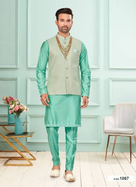Mint Green And Grey Colour GS Fashion Wedding Wear Mens Designer Modi Jacket Kurta Pajama Wholesale Online 1067