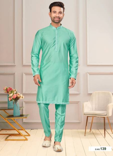 Mint Green Colour GS Fashion Wedding Mens Wear Designer Kurta Pajama Wholesale Market In Surat 139