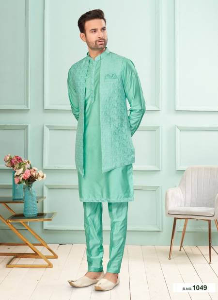 Mint Green Colour GS Fashion Wedding Wear Mens Designer Modi Jacket Kurta Pajama Wholesale Online 1066