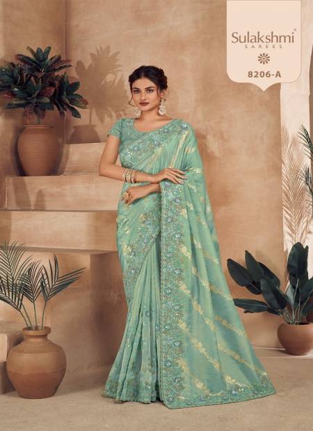 Mint Green Colour Noor Hit Collection By Sulakashmi Soft Fancy Saree Wholesale Price In Market 8206A