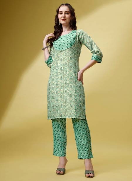 Mint Green Colour Raisin Magic Rayon Daily Wear Designer Kurti With Bottom Catalog OLSET0006