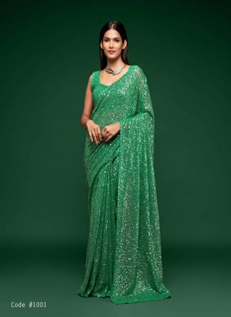 Mint Green Colour Zeel The Starlit Sarees Georgette Party Wear Saree Wholesale Online 1001