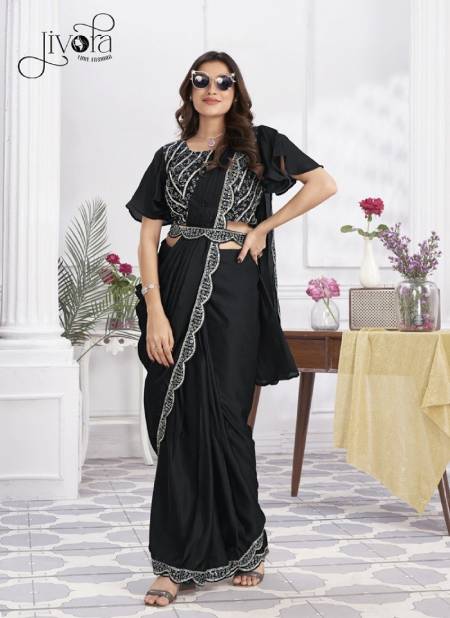 Minutes By Jivora Embroidery Party Wear Readymade Saree Wholesale Online 2802 Black