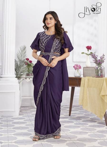 Minutes By Jivora Embroidery Party Wear Readymade Saree Wholesale Online 2802 Purple