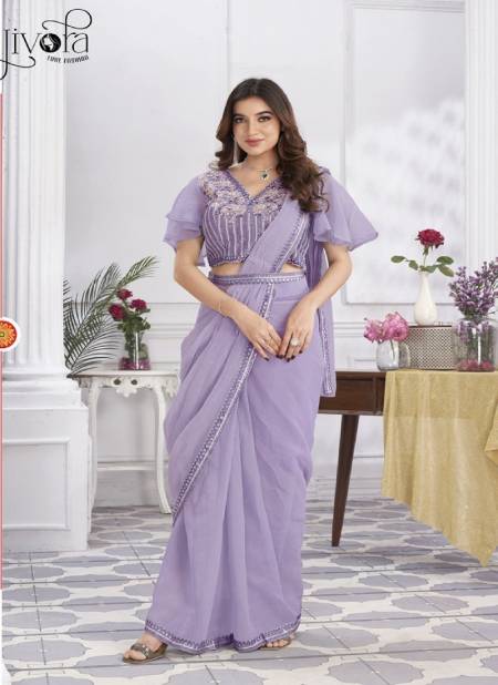 Minutes By Jivora Embroidery Party Wear Readymade Saree Wholesale Online 2803 Mauve