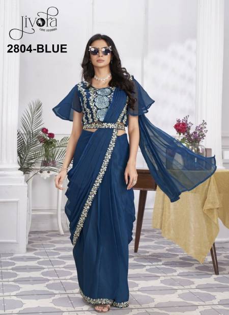 Minutes By Jivora Embroidery Party Wear Readymade Saree Wholesale Online 2804 Blue