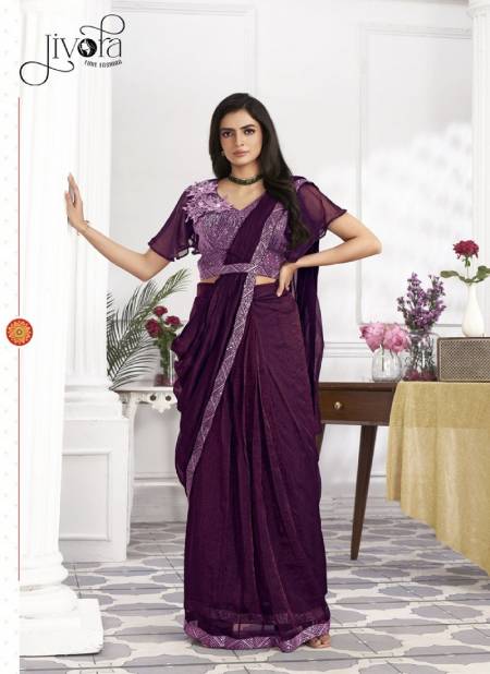 Minutes By Jivora Embroidery Party Wear Readymade Wholesale Saree In Delhi 2806 Wine 
