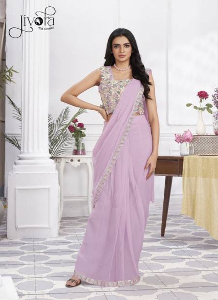 Minutes By Jivora Embroidery Party Wear Readymade Wholesale Saree In Delhi 2807 Mouve