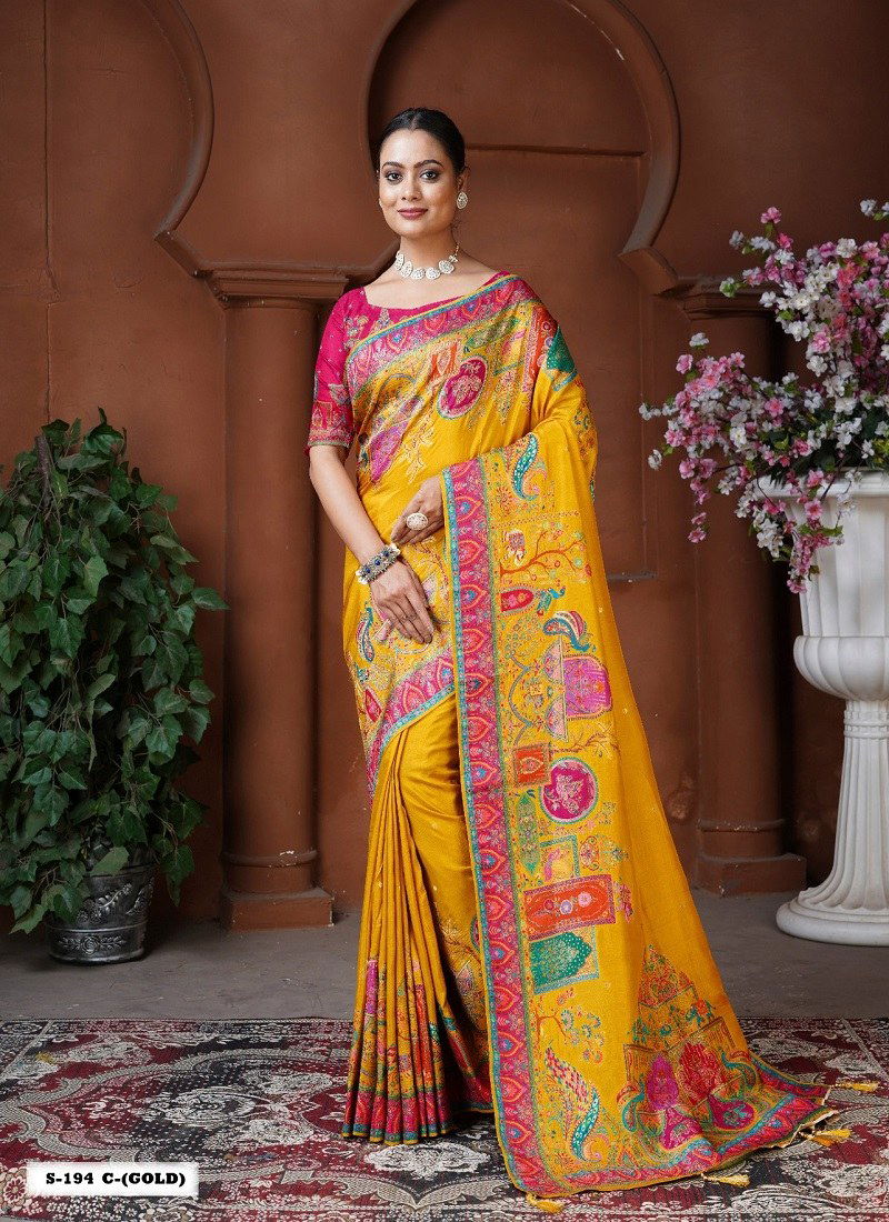 Mix Mustard Colour Anaara By Tathastu Dola Silk Designer Saree Wholesale Shop In Surat S 194 C