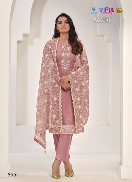 Muave Colour Azzure By Vipul Soft Organza Embroidery Bulk Salwar Kameez Wholesalers In Delhi 5951