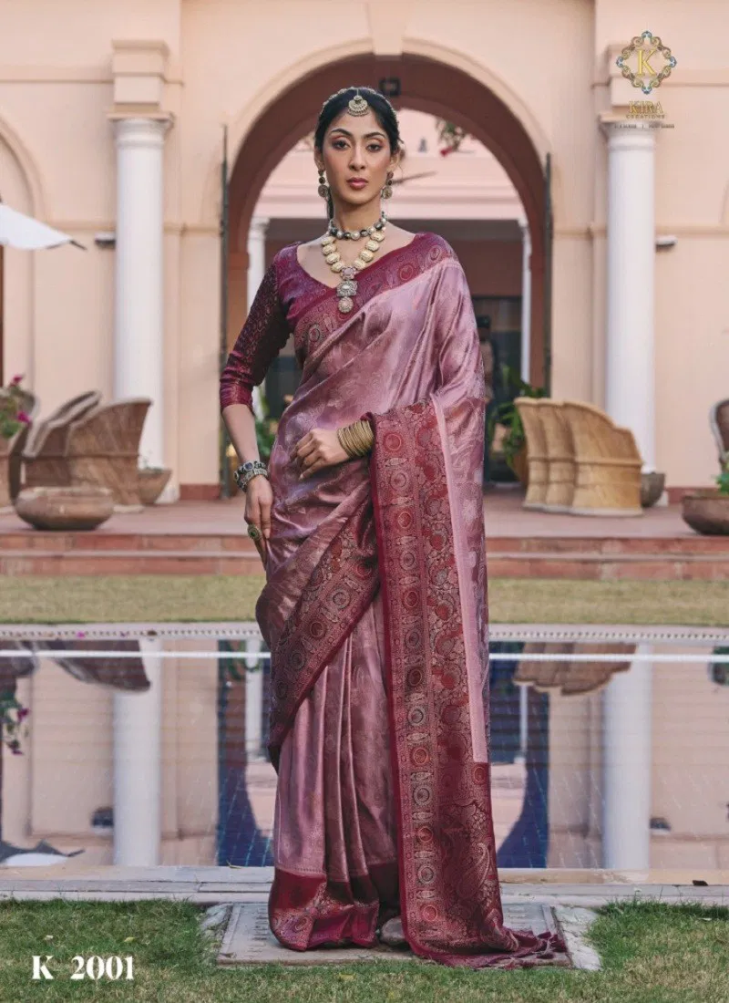 Muave Colour Kasha Vol 2 By Kira Mushroom Satin Wedding Wear Sarees Suppliers In India K2001