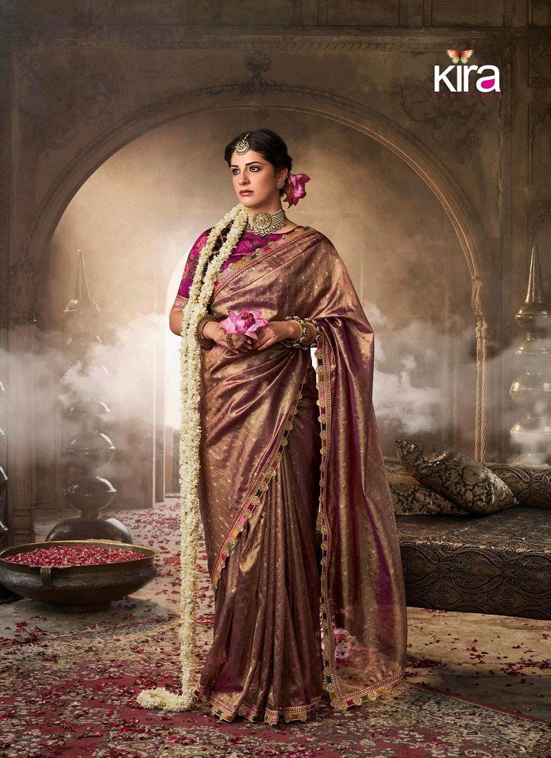 Muave Colour Kavyasachi By Kira Tissue Wedding Wear Saree Suppliers In India K-6404