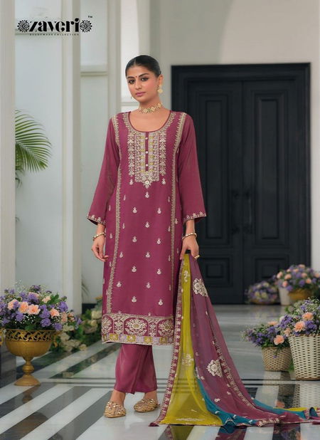 Simer By Zaveri Chinon Embroidery Kurti With Bottom Dupatta Wholesale Online Catalog