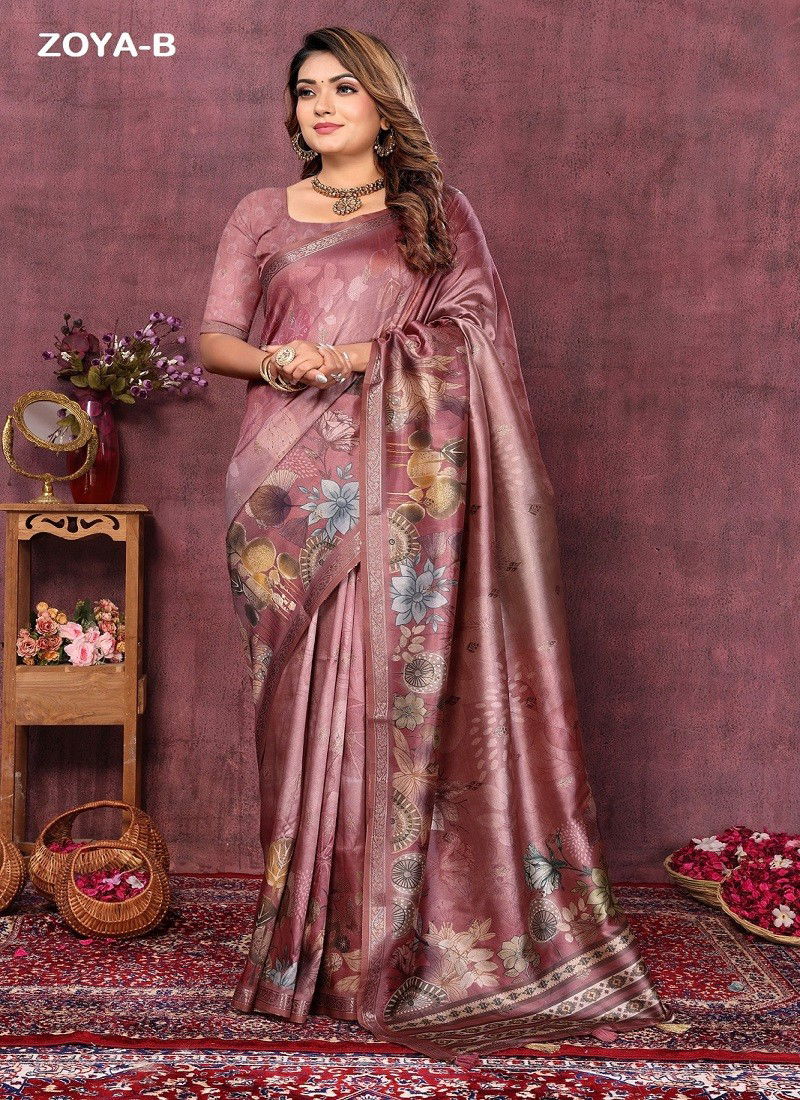 Muave Colour Zoya By Shri Rana Silk Printed Saree Wholesale Market In Surat With Price ZOYA-B