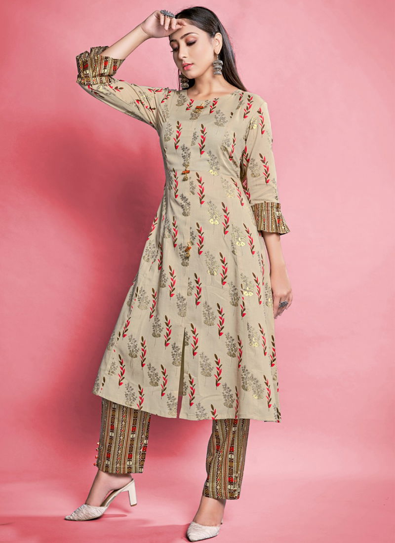 Multi And Beige Colour Sanjana Printed Wholesale Kurti With Bottom 1324