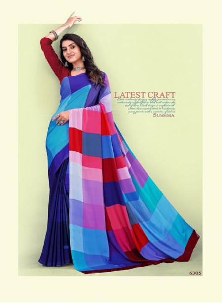 Multi And Maroon Colour Modern Classy By Sushma Digital Printed Crape Saree Surat Wholesale Market 6305