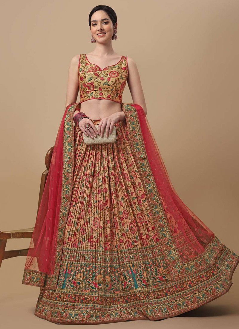 Multi And Red Colour Kalamkari Lehenga Exclusive Wear Wholesale Designer Lehenga Catalog 1508