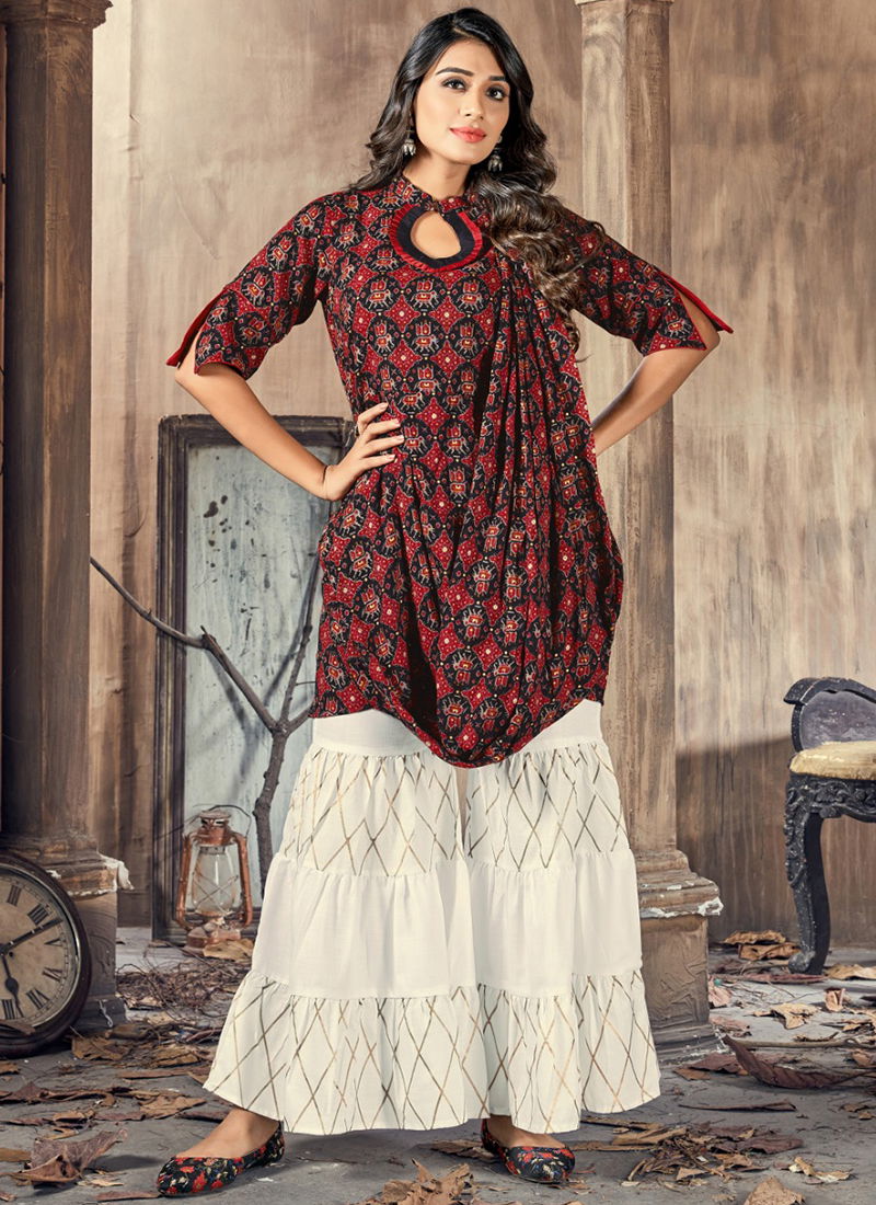 Multi And White Colour Ladli Fancy Wear Wholesale Kurti With Bottom 1473