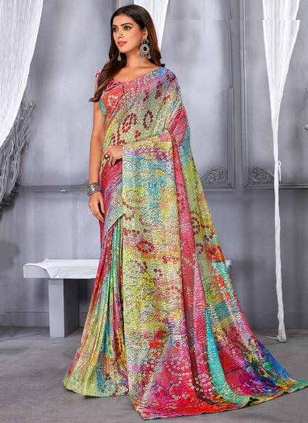 Multi Colour Anamya Designer Wholesale Printed Saree Catalog 1615