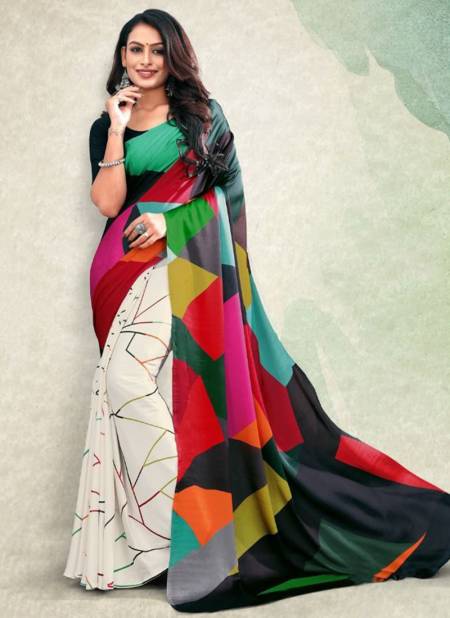 Multi Colour Digital Stance Printed Wholesale Daily Wear Sarees Catalog 99008