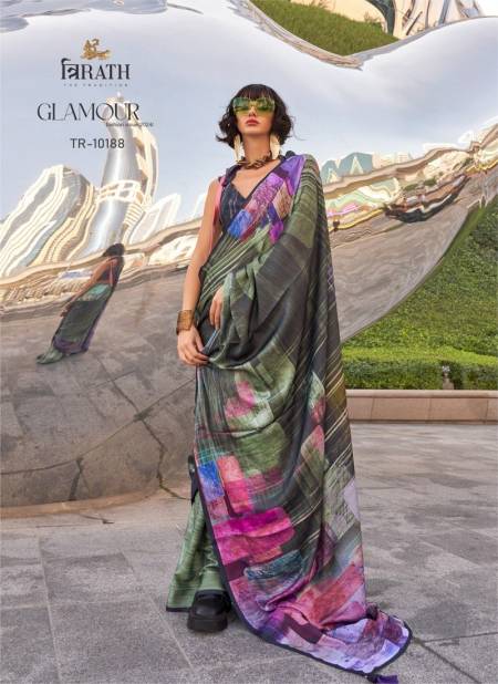 Multi Colour Glamour By Trirath Swiss Satin Digital Printed Saree Wholesalers In Delhi 10188