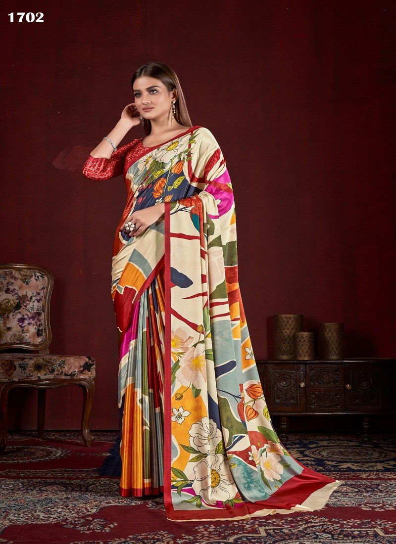 Multi Colour Hanoi By Jivora Crepe Digital Printed Casual Wear Saree Wholesale Online 1702