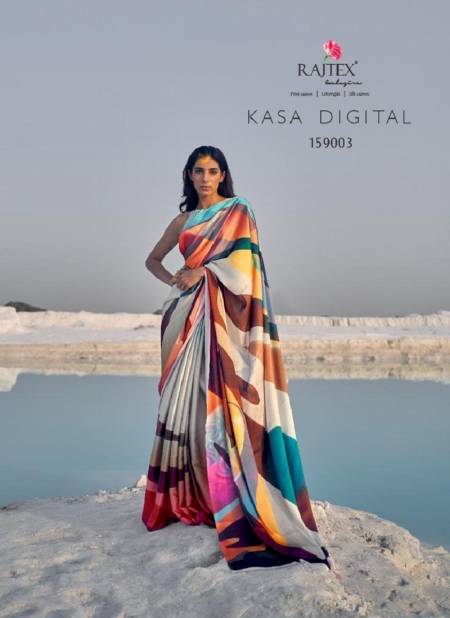 Multi Colour Kasa Digital 159001 TO 159009 By Rajtex Satin Crepe Saree Wholesale Market In Surat With Price 159003