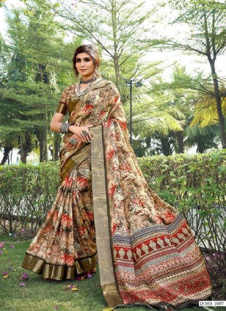 Multi Colour Nancy By Mahamani Creation Tussar Silk Printed Saree Catalog 1007