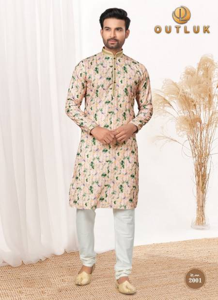 Multi Colour Outluk Wedding Collection 2 Mens Wear Cotton Kurta Pajama Catalog 2001