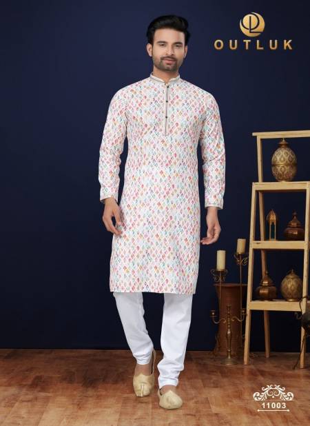 Multi Colour Outluk Wedding Collection Vol 11 Cotton Pintex Lucknowi Kurta Pajama Wholesale Clothing Suppliers In India 11003