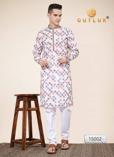 Multi Colour Outluk Wedding Collection Vol 15 Lakhnowi Cotton Mens Kurta Pajama Orders In India 15002