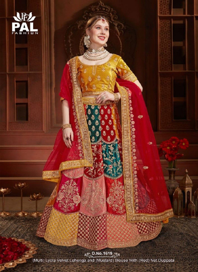 Multi Colour Super Hit Lehenga Design By Pal Fashion Bridal Lehenga Choli Catalog 1619