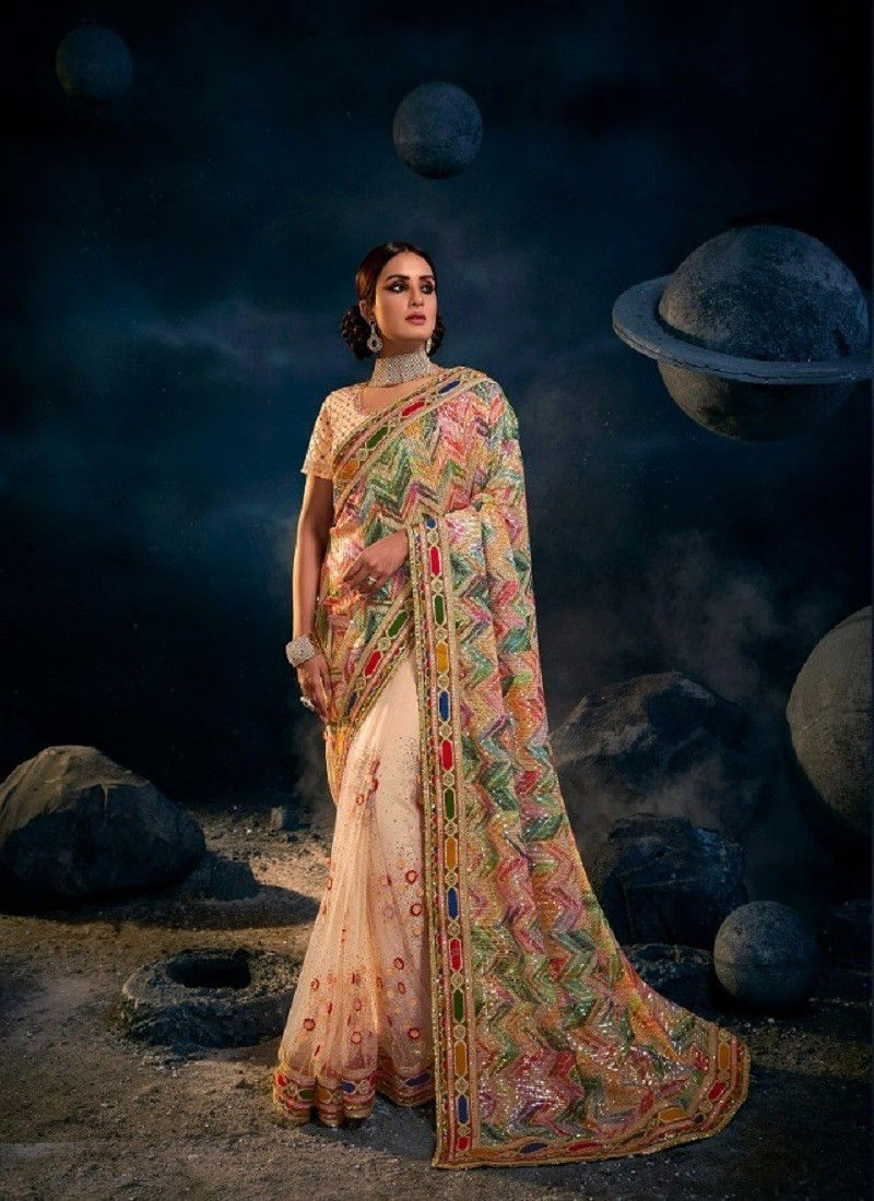 Multi Colour Swarovski Vol 4 By Mn Digital Net Designer Party Wear Saree Wholesale Online 6305