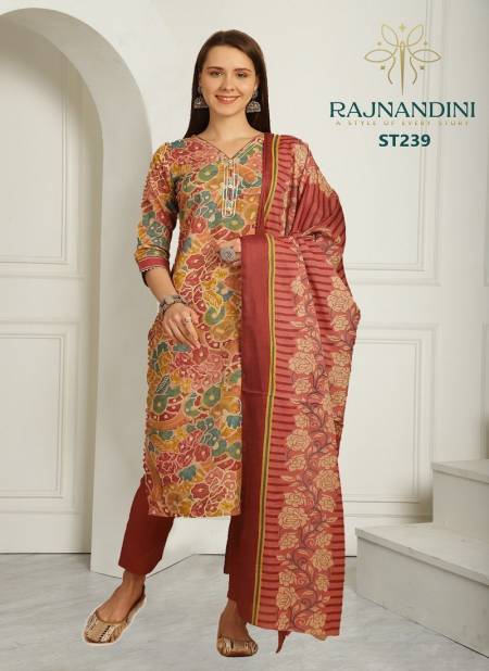 Multi Colour Vamika By Rajnandini Heavy Indo Cotton Kurti With Bottom Dupatta Suppliers In India ST239