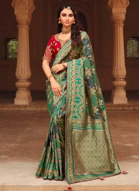 Multi Green Colour Rutba Vol 7 Wedding Wear Wholesale Silk Sarees  13462