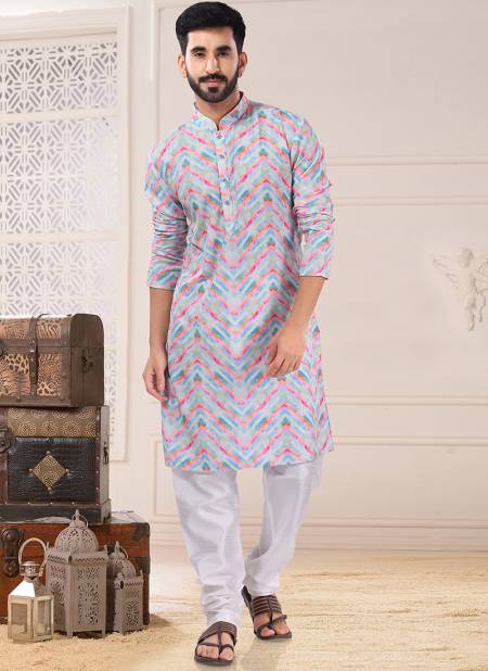 Multi print Colour Festive Wear Mens Wholesale Kurta With Pajama Catalog 1777