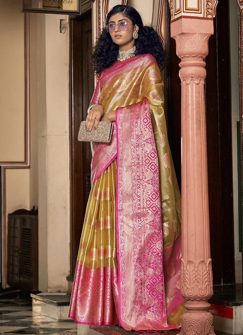 Mustard And Pink Colour BK 8727 Festive Wear Wholesale Silk Sarees 6008